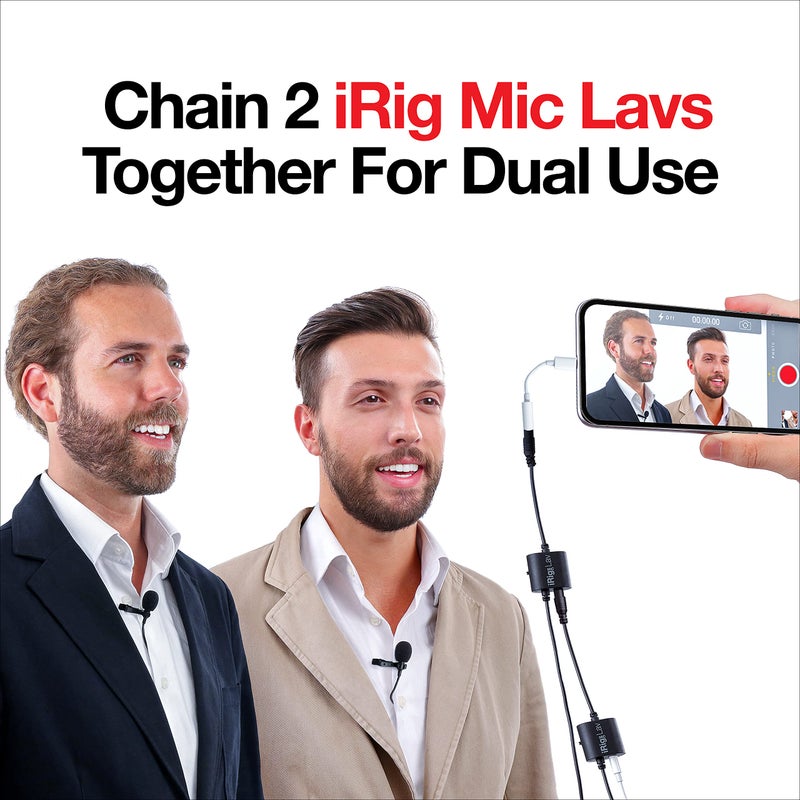 IK Multimedia iRig Mic Lav Lapel Microphone, omnidirectional Condenser lavalier Microphone with 1/8" TRRS Jack, Headphone Out and Daisy-Chaining for iPhone, iPad, Android, Mac, PC - Image 5